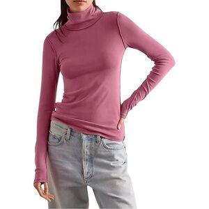 NWT We the Free People Good Good Turtleneck Rose Pink Shirt Size XS